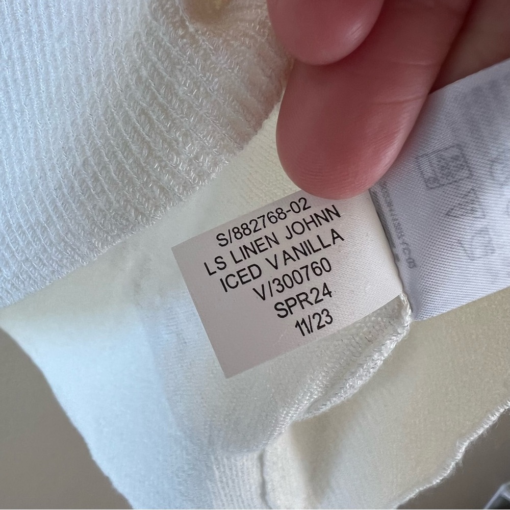 banana republic linen blend long sleeve johnny collar shirt iced vanilla - Picture 10 of 10